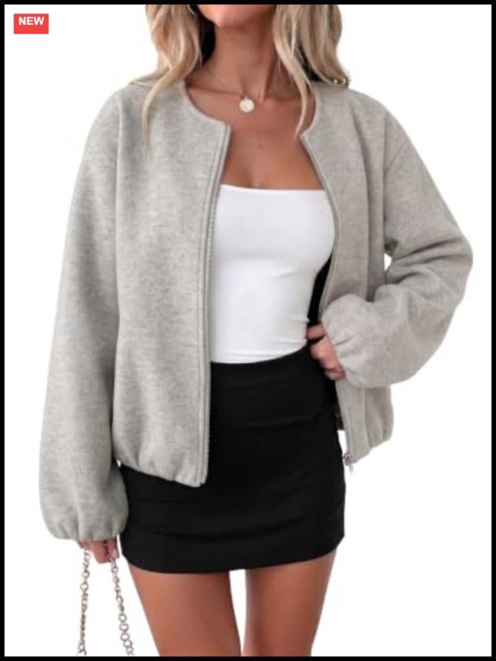 Womens Bomber Jacket Lightweight Zip Up Long Sleeve Pockets Fall Coat